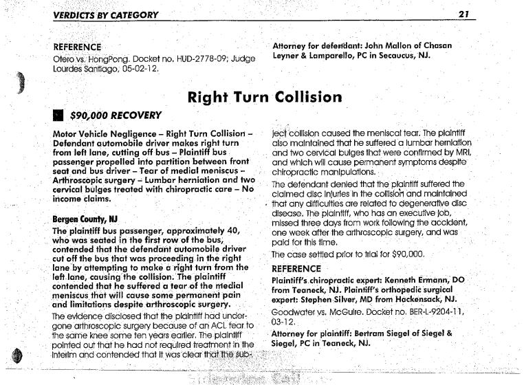 Motor Vehicle Negligence Recovery